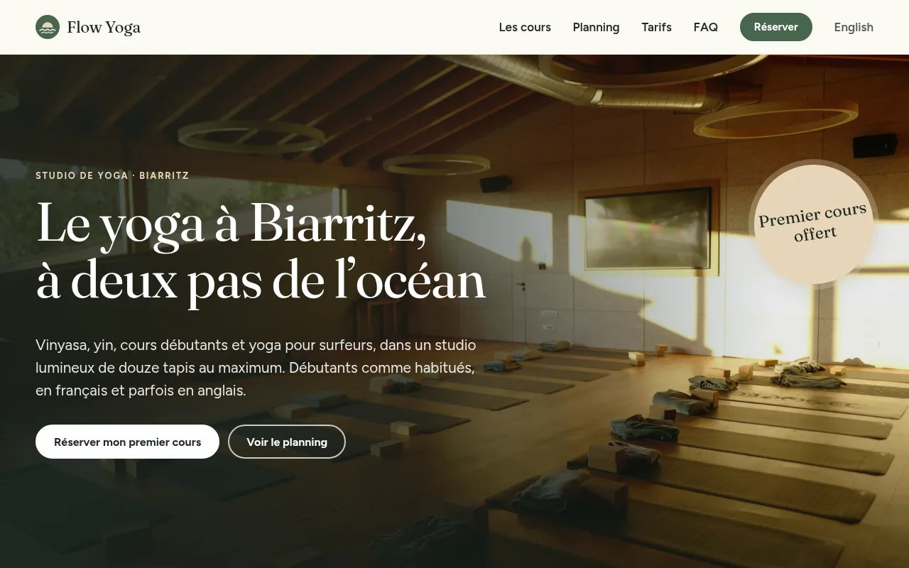 Site web de Flow Yoga