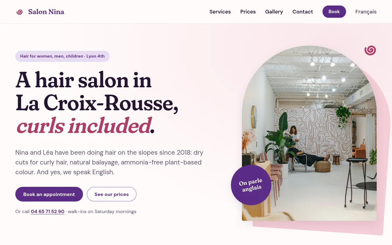 Site web de Salon Nina