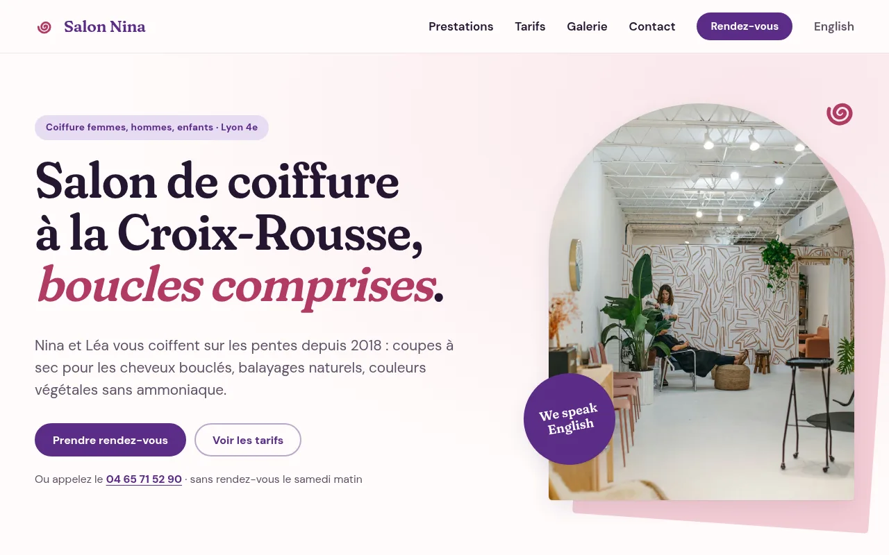 Site web de Salon Nina